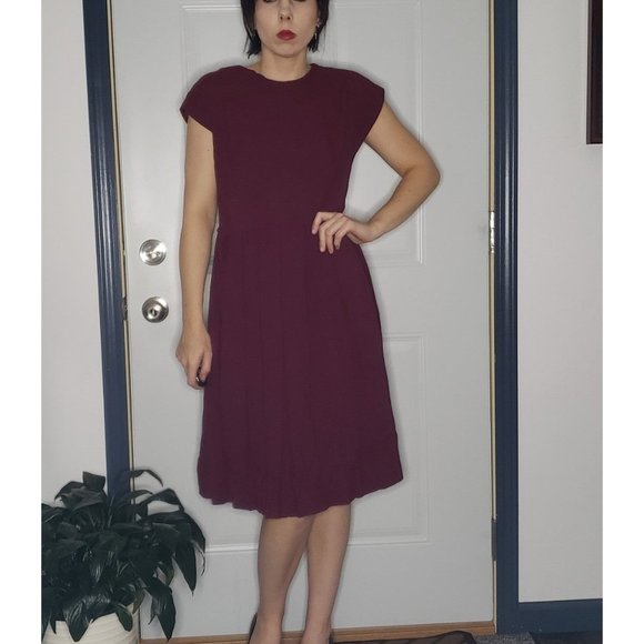 50s(?) Cranberry Colored Dress with Jacket‎ - Picture 4 of 6